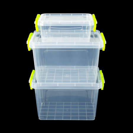 Home and garden Containers - Two Big and small two white Plastic storage on a black background