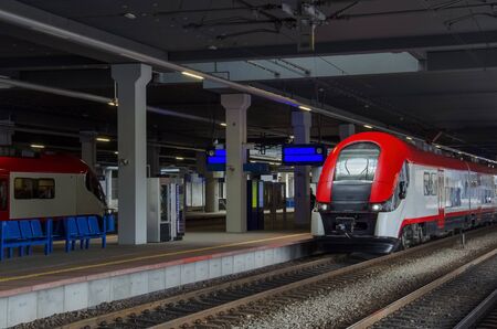 POLAND - TRANSPORT - MODERN TRAIN. Railway transport - Public transport, modern train stationの写真素材