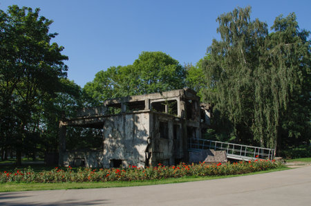 WESTERPLATTE - BUILDING STAFF. Monument to the Defenders of the Coast in the scene of the attack on Poland on September 1st of 1939 and the start of World War II - Building staff defendersのeditorial素材