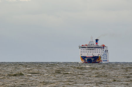 POMERANIAN BAY, BALTIC SEA / POLAND - JULY, 2016: Passenger ferry Mazovia at sea during the cruise to Swinoujscieのeditorial素材
