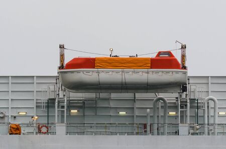 EMERGENCY BOAT - The lifeboat davits on the passenger ferry