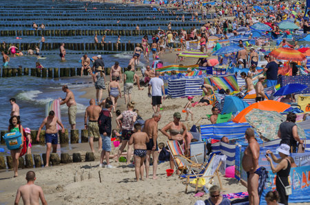 USTRONES OF THE SEA, WEST POMERANIAN / POLAND: Summer holiday on the Baltic Seaのeditorial素材