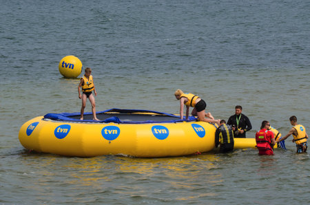 KOLOBRZEG, WEST POMERANIAN / POLAND: Holiday entertainment for tourists by the sea