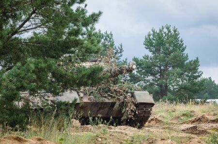 TANK - Old German military vehicle behind a tree