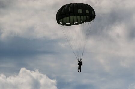 PARACHUTE JUMP - Soldier of the airborne troopsの写真素材