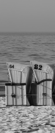 BEACH BASKETS - A holiday place on the sea beach in Kolobrzegの写真素材