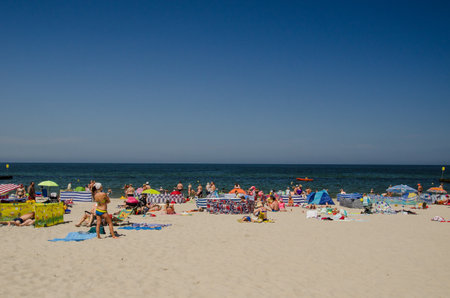 KOLOBRZEG, WEST POMERANIAN / POLAND - 2018: Holiday - Recreation on the seaのeditorial素材