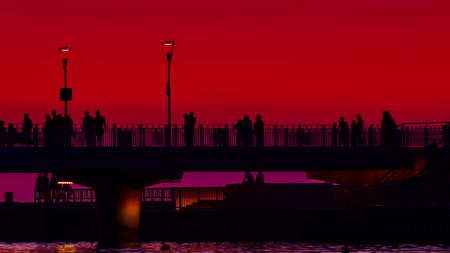 PIER - Holiday evening walks by the seaの写真素材