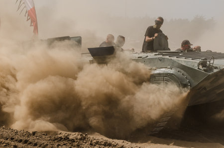 BORNE SULINOWO, WEST POMERANIAN / POLAND - 2018: Infantry Fighting Vehicle - Ride a military vehicle...