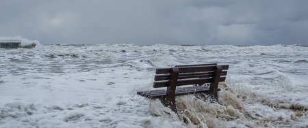 STORM AT SEA - A flooded beach by Kolobrzeg