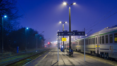 SWINOUJSCIE, WEST POMERANIAN / POLAND - 2019: Express train at the railway stationのeditorial素材
