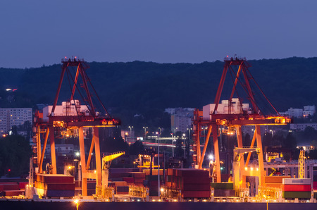 CONTAINER TERMINAL - A modern sea port in Gdyniaの写真素材