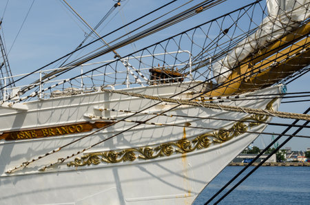 GDYNIA, POMERANIAN REGION / POLAND - 2019: Brazilian CISNE BRANCO sailing ship at representative...
