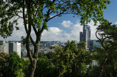 CITY AND SEAPORT - Sunny day on the bay and sea coast in Gdyniaの写真素材