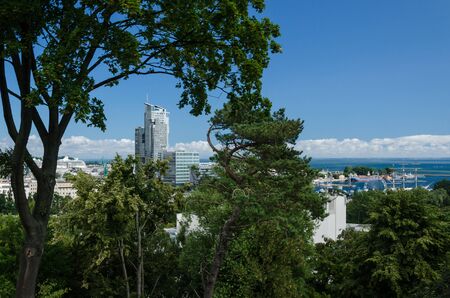 CITY AND SEAPORT - Sunny day on the bay and sea coast in Gdyniaの写真素材