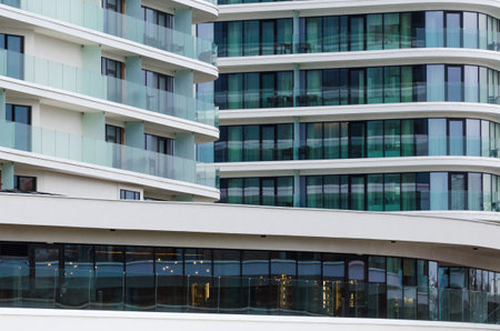 SWINOUJSCIE, WEST POMERANIAN / POLAND - 2020: Modern architecture of the prestigious HILTON and RADISON hotel with apartments, restaurants and officesのeditorial素材