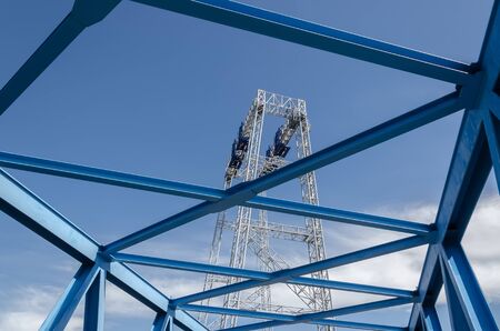 GANTRY - A large industrial device for carrying heavy loads on the yardの写真素材