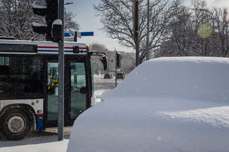 WINTER ATTACK - The city are covered with a thick layer of snowの写真素材