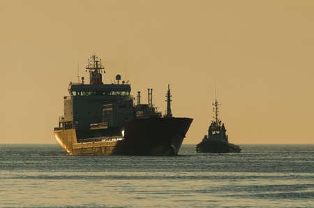 LPG TANKER - Ship is sailing to the sea portの写真素材