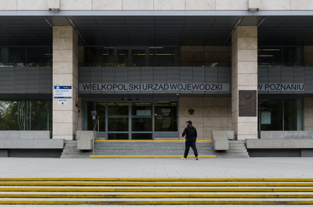 POZNAN - POLAND - 2021: The entrance to the building of the Voivodeship Officeのeditorial素材