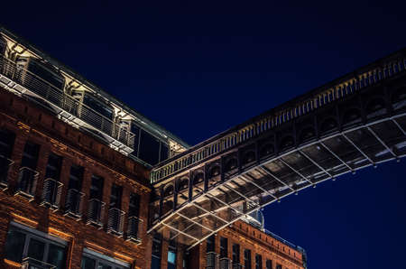 BRIDGE AND BUILDING - City landscape at nightの写真素材