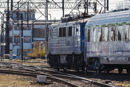 BIALOGARD, WEST POMERANIAN - POLAND - 2022: Express train enters at the railway station