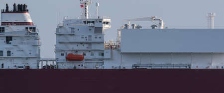 LNG TANKER - View of ship side and the captain bridgeの写真素材