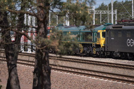 SWINOUJSCIE, WEST POMERANIAN - POLAND - 2022: Locomotives on the maneuvering siding ready to workのeditorial素材