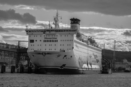 GDYNIA - POLAND - 2022: Car and passenger ferry moored at the terminalのeditorial素材
