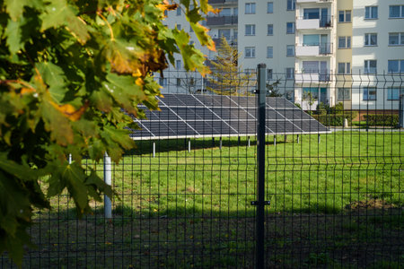 PHOTOVOLTAICS - Panels mounted in a housing estate in the city