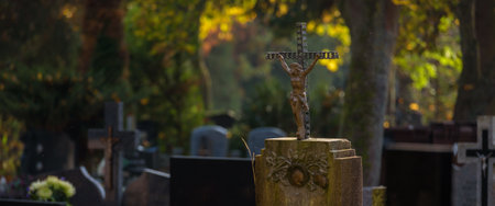 CEMETERY - Tombstones at burial site of the deadの写真素材