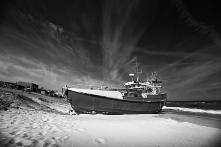 FISHING BOATS - Small ships on the sea shoreの写真素材