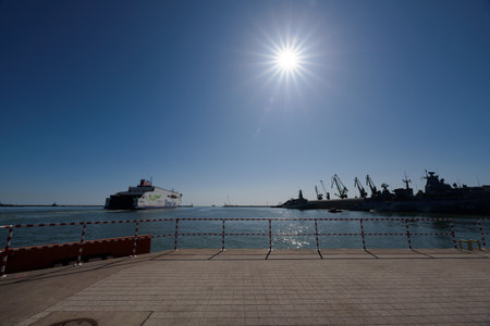 GDYNIA, POMERANIAN - POLAND - MAY 30, 2023: Sunny day and passenger ferry sails on a cruise to the seaのeditorial素材