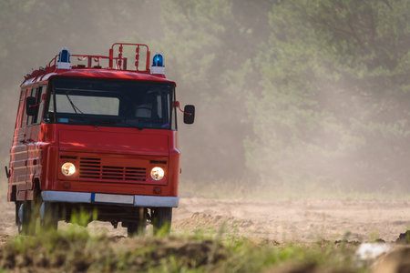 FIRE DEPARTMENT - Polish historic light rescue and firefighting vehicle at field shows