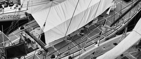 MARINA - Sailboats moored at the marina quay