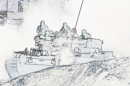 ARMORED RECOVERY VEHICLE - Heavy military tracked vehicle in the field