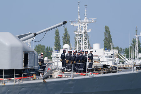 GDYNIA, POMERANIAN REGION - POLAND - MAY 27, 2024: The French Navy corvette FS COMMENDANT BLAISON...