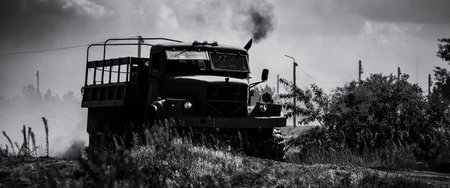 MILITARY VEHICLE - Old Russian truck at the shows of military enthusiasts