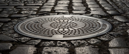 CITY INFRASTRUCTURE - Cast iron manhole coverの写真素材