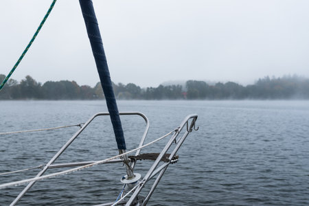 MORNING AUTUMN - Foggy weather over the lakeの写真素材