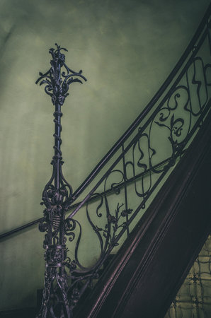 VERY OLD TENEMENTS HOUSE - Decorative elements of the staircaseの写真素材