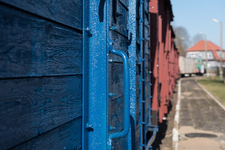 NARROW GAUGE RAILWAY - Antique wooden freight carsの写真素材