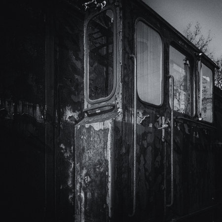 NARROW GAUGE DIESEL LOCOMOTIVE - An old and historic vehicle on sunlightの写真素材