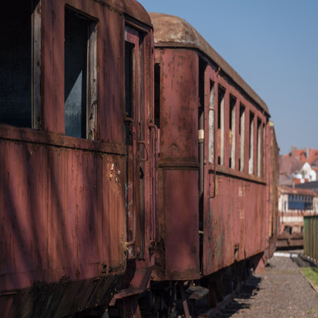 NARROW GAUGE DIESEL RAILCAR - An old and historic vehicle for transporting passengersの写真素材