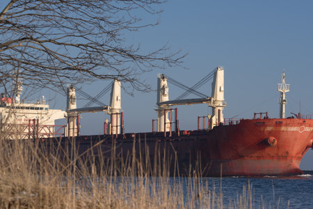 MARITIME TRANSPORT - The ship is sailing to seaportの写真素材