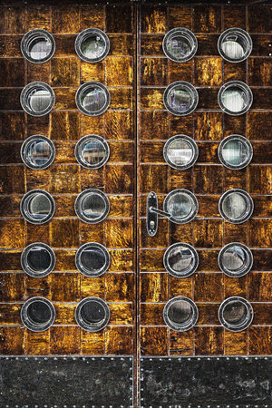 OLD STYLISH DOOR - An architectural element in the modernist style in Gdyniaの写真素材