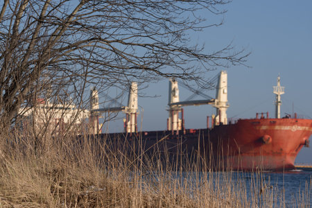 MARITIME TRANSPORT - The ship is sailing to seaportの写真素材