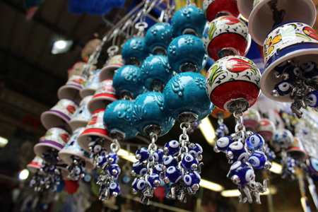 Amulets and Amulets. wind chimes selling by street vendorの写真素材