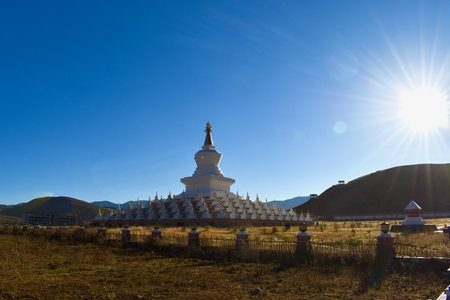 Stupa close to Daocheng, Sichuan, Chinaの写真素材