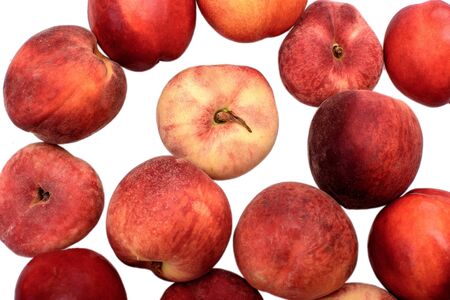 Delicious juicy ripe nitirin and peach isolated on white background.の写真素材